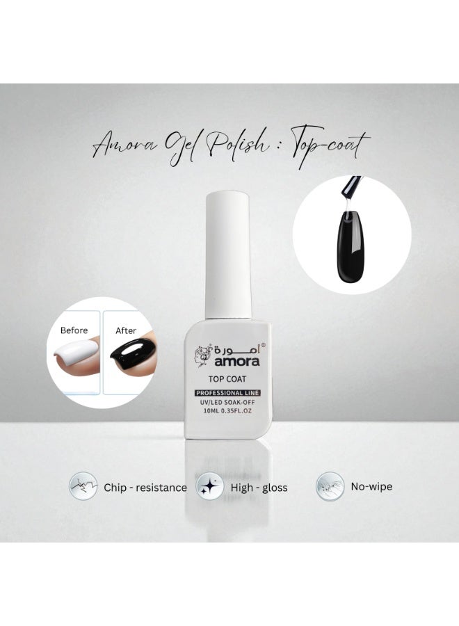 Amora UV/LED No-Wipe Top Coat 10ml – Professional Gel Polish Sealer, High Gloss, Long-Lasting - Image 2